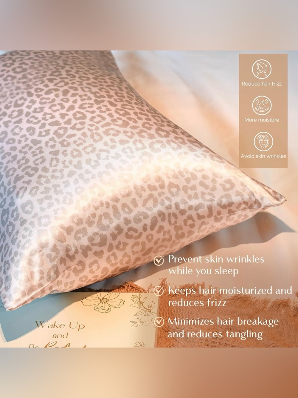 2 Satin Pillowcases Standard Size Pink Leopard Print - Picture 2 of 5